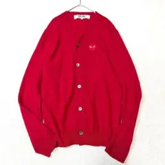 【極希少】プレイコムデギャルソン 希少Lサイズ レッド ウールカーディガン