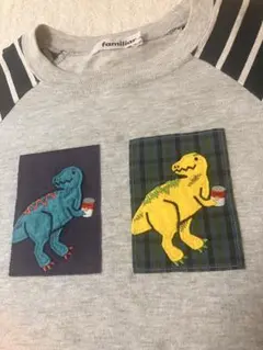 familiar 恐竜×定番チェック 半袖Tシャツ 120
