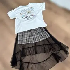 キッズ スカート チュール付き チェック柄スカート　120