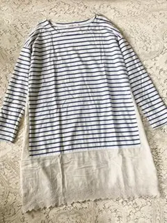 最終価格　ピュアルセシン　pual ce cin ボーダー×刺繍地切替チュニック