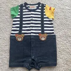 ミキハウス ストライプロンパース 70