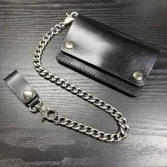 ⑴ トラッカーウォレット シルバー 栃木レザー ミドルサイズ アポロ