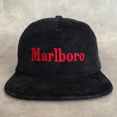 マルボロ Marlboro コーデュロイキャップ CAP ブラック 黒 赤刺繍
