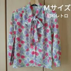 美品　昭和レトロ　レナウン　レディース　ブラウス　花柄　Ｍサイズ　当時物　古着