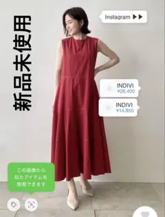 INDIVI トリアセ混ティアードワンピース ノースリーブのサムネイル