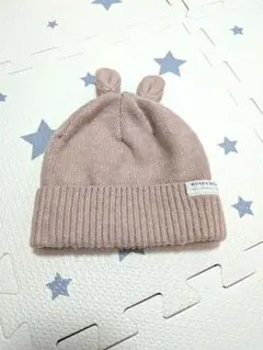ウサギの耳付きニット帽子 44-46cm ピンク