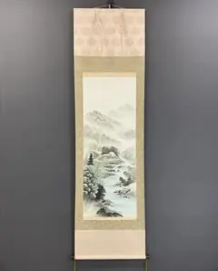 美品 掛け軸 西陣織 那智の滝 観音出現図 太巻き付 西国三十三所