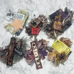 28☆デザインタグ デニムリメイク 革タグ レザータグ 引き揃え糸 ハンドメイド