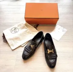 HERMES エルメス モカシン 《ロワイヤル》 シルバー金具 39 黒 - メルカリ