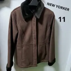 ブラウン / フェイクレザー スウェードジャケット