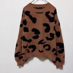 SHEIN 【M】 ヒョウ柄 レオパード ニット セーター キャメル ブラウン