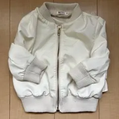 美品【90cm】ジャケット　アウター　白　フリンジ付き　無地　薄手　上着