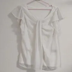ホワイト フリル リボン 半袖ブラウスのサムネイル