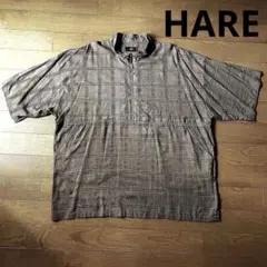 HARE チェック柄 ハーフジップシャツ