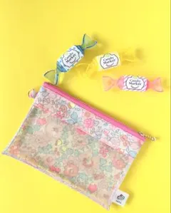 再販♡輸入リバティ ベッツィビンバンブーンラミネート生地クリアポーチ16cm