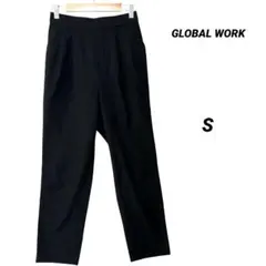 GLOBAL WORK ブラックパンツ S カジュアルパンツ ウエストゴム 通勤
