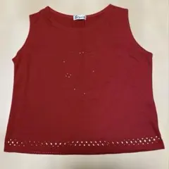 レディース赤ノースリーブ　カットソー