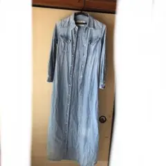 【美品】レミレリーフ REMI RELIEF 別注デニムマキシワンピース ブルー REMI RELIEF レミレリーフ デニムシャツワンピース マキシ丈