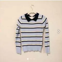 襟付きボーダーニット