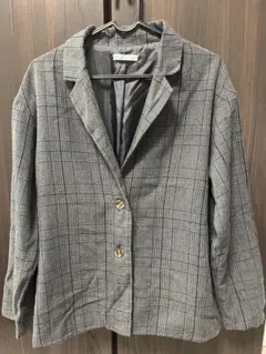 グレー系チェック テーラードジャケット Lサイズ