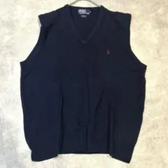 美品✨ポロ バイ ラルフローレン Vネック ベスト ウール100 ネイビー XL