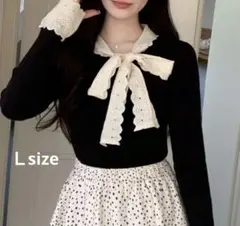 SHEIN DAZY エレガントなロングスリーブ ネクタイ セーター レディース