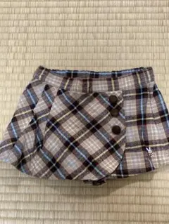 ミキハウス チェック柄ウサギ刺繍パンツスカート