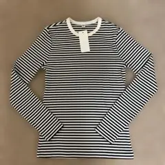 UNIQLO ホワイト/ブラックストライプ 長袖Tシャツ S