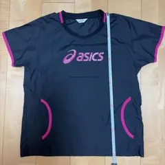 asics バレーボール Tシャツ M 黒/ピンク