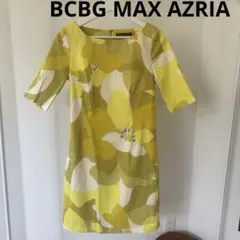 BCBG マックスアズリア　花柄 イエロー コットン　ひざ丈ワンピースのサムネイル