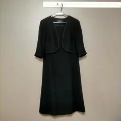 【軽量・夏用】Percolation ブラックフォーマルドレス　9号　ボレロ付
