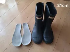 ブラックレインブーツ 21cm インソール付きのサムネイル