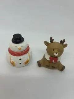 スノーマン＆トナカイ 置物 2個セット クリスマス ナチュラルキッチン