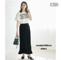 リブ編み ブラック タイトスカート