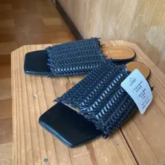 新品　しまむら　サンダル　黒