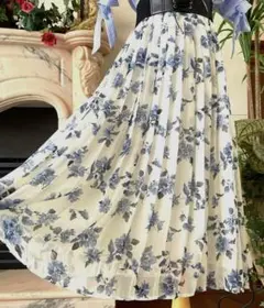 花柄プリーツスカートセットアップ(ブラウスおまけ)