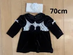 ベロアワンピース ヘアバンド付き フォーマル　ワンピース　70cm