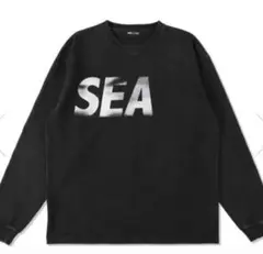 22日23:59まで特別価格WIND AND SEA ロンT ブラック×ホワイト