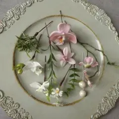 ＊お得なset＊グリーン×ピンクのヘアパーツset 髪飾り　結婚式　卒業式