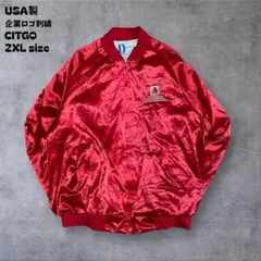 90~00sDunbrookeCITGOサテンジャケット刺繍ロゴ赤USA製2XL