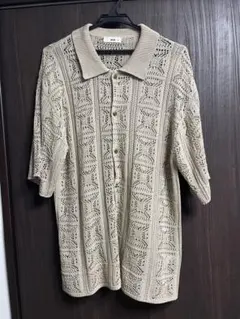 ベージュ レース編み カーディガン Mサイズ