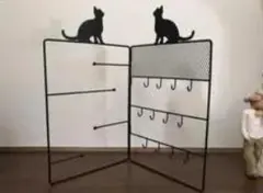 猫モチーフ アイアン製 アクセサリースタンド