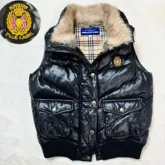BURBERRY ラビットファー　ワッペン　ダウンベスト　黒