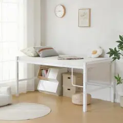 [화이트] 90cm 높이 로프트 침대 파이프 침대 싱글 침대 높이 조절 가능