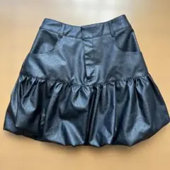 Heather ブラック合成皮革バルーンスカート (Sサイズ)