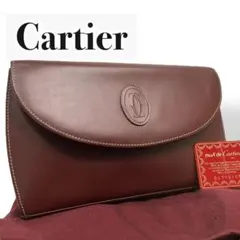 【未使用級】Cartier カルティエ　ボルドー クラッチバッグ 保存袋付き