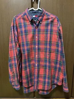 tommy hilfiger赤　チェックシャツ