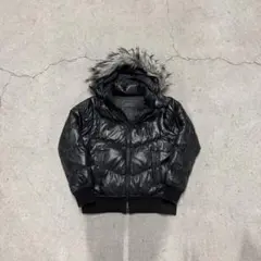 美品 オールドユニクロ プレミアムダウンジャケットL ファー 黒 y2k 00s