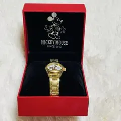 ディズニーDisney ミッキー　腕時計　ゴールド　スワロフスキー