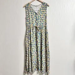 ルクールブラン　花柄　総柄　ノースリーブ　マキシ丈ワンピース　レーヨン100%